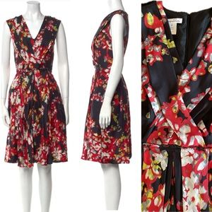 Oscar de la Renta 100% silk knee length floral patterned dress fall 2009 black